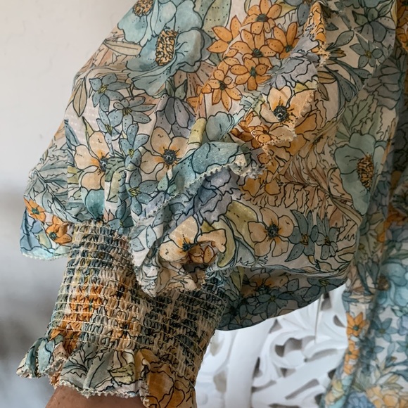 🆕 Magali Pascal Beautiful Floral Puff Sleeve Ruffle Top - Picture 7 of 15